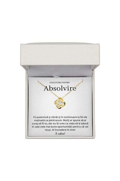 The Jewel Heart Colier Absolvire – Argint 925 Placat cu Aur 14K, Cu Mesaj Emoționant și Cutie LED
