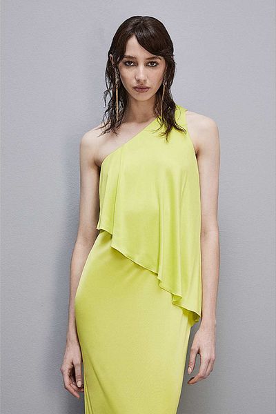 Patrizia Pepe ROCHIE DIN JERSEY CU UMERI GOȘI - PATRIZIA PEPE - VERDE DESCHIS, L