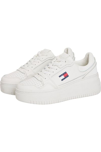 Tommy Hilfiger Women Ecru Retro Basket Flag Low Top Sneakers
