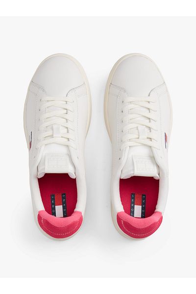 Tommy Hilfiger Women Ecru & Vintage Cerise Archive Court Low Top Sneakers