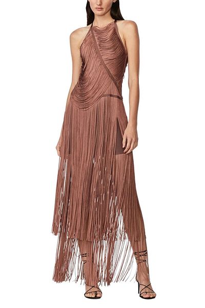 Herve Leger ROCHIE LUNGĂ ASIMETRICĂ CU FRANJURI - HERVE LEGER - MARO, S