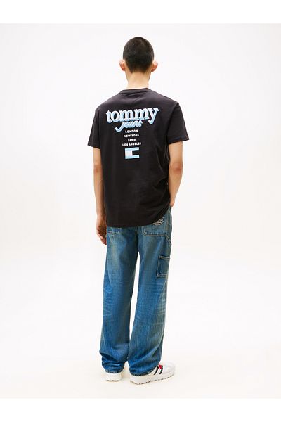 Tommy Hilfiger Tommy Hilfiger Men Black Regular Fit Signature Short Sleeve T-Shirt