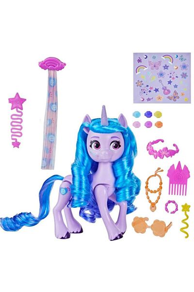 Hasbro My Little Pony, Izzy Moonbow, Style of The Day figurine with 16 accessories