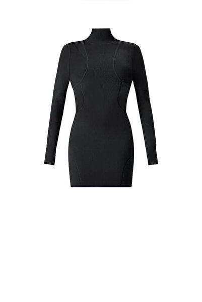 Herve Leger ROCHIE MINI TRANSPARENTĂ CU INTARSIA - HERVE LEGER - NEGRU, S