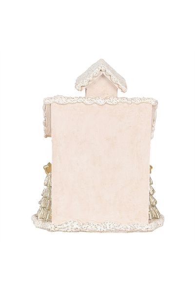 Clayre & Eef Pink gold polyresin gingerbread house with led 15x10x18 cm