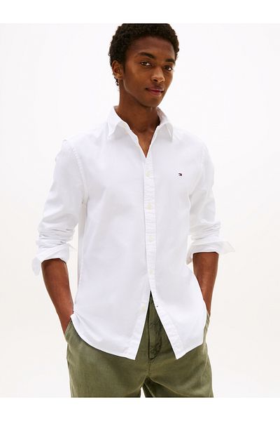 Tommy Hilfiger Tommy Hilfiger Men Th Optic White Flex Dobby Slim Fit Shirt