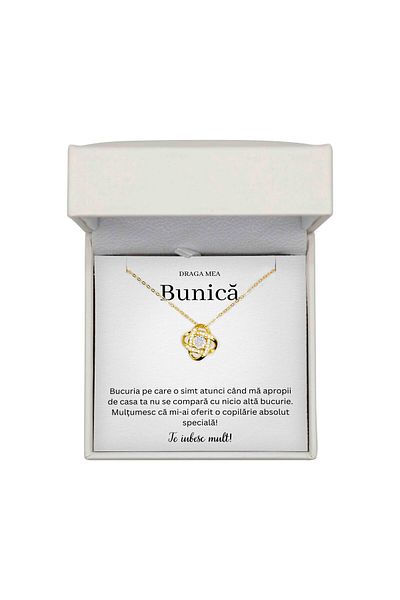 The Jewel Heart Colier Din Dragoste Pentru Bunică – Argint 925 Aurit 14K, Cu Mesaj Sincer și Cutie Premium