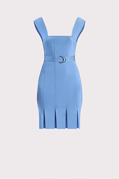 Herve Leger ROCHIE MINI BANDAJ SPĂLĂTORIE AUTO CU CATARĂ - - L, ALBASTRU