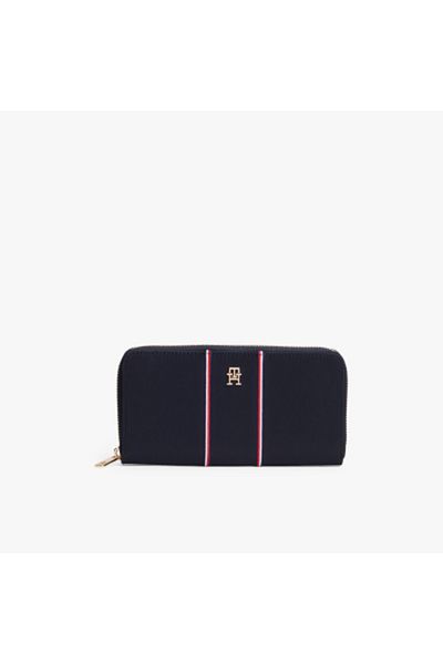 Tommy Hilfiger Women Blue Corp Icon Large Nylon Zip Around Wallet