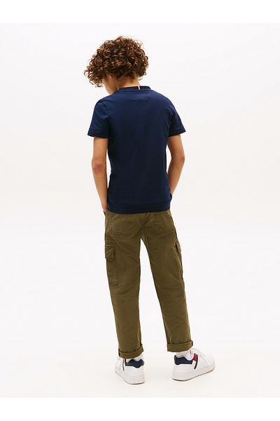Tommy Hilfiger Boys Dark Night Navy Textured Graphic Print Short Sleeve T-Shirt