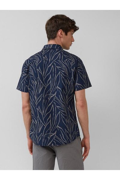 s.Oliver Men's Shirt With Pattern Print And Kent Collar, Slim Fit, Dark Navy, 3xl