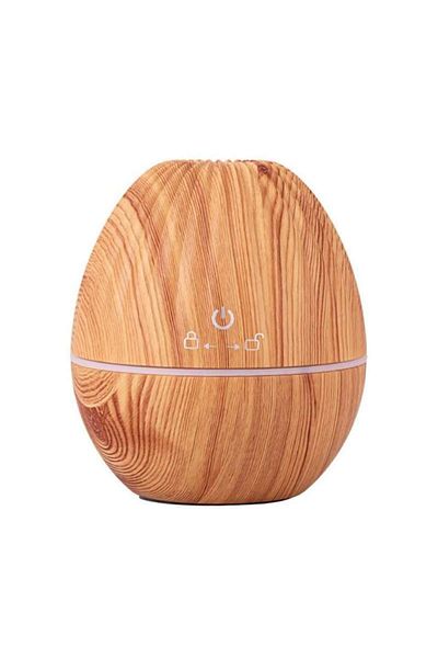 SIKS Umidificator cu ultrasunete ®, purificator de aer, difuzor de arome, formă de nucă de cocos, rezervor de 130 ml, lemn deschis la culoare