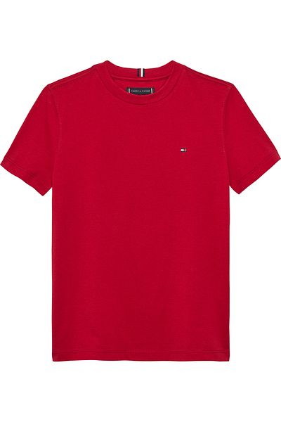 Tommy Hilfiger Boys Medium Red Essential Cotton Regular Fit Short Sleeve T-Shirt
