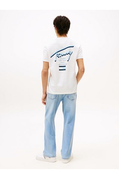 Tommy Hilfiger Tommy Hilfiger Men Ecru Regular Fit Signature Short Sleeve T-Shirt