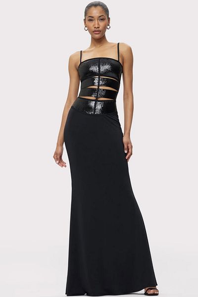 Herve Leger Rochie scurtă cu paiete, mărime S, neagră