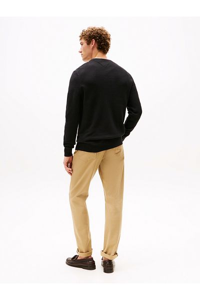 Tommy Hilfiger Tommy Hilfiger Men Black Crew Neck Textured Knit Jumper Sweater
