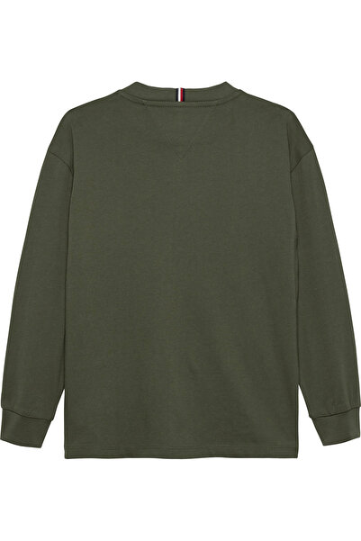 Tommy Hilfiger تي شيرت تومي هيلفيغر للأولاد، أخضر فاتح، بقصّة عادية وأكمام طويلة