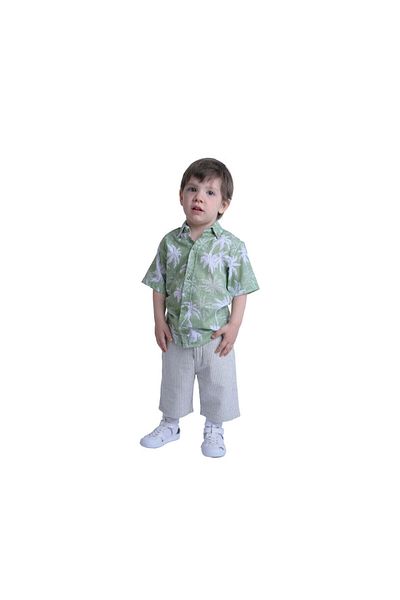 Montella Ținută de vară pentru copii, Montella, cămașă verde, 2 piese, MK-7016 - 110 cm, verde