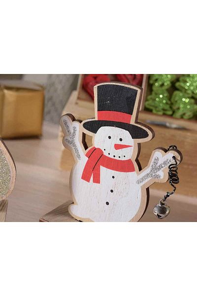 Decorer Christmas Wooden Calendar Snowman Model 9x4x14 cm