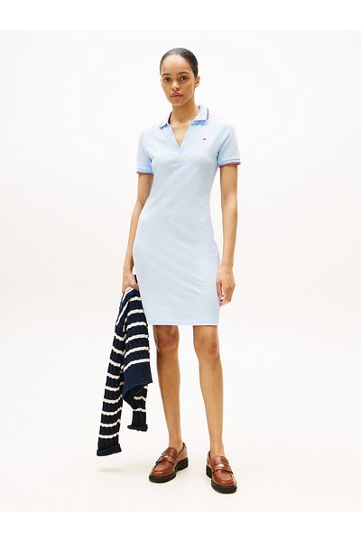 Tommy Hilfiger Women Sweet Blue 1985 Rwb Tip Slim Mini Polo Dress