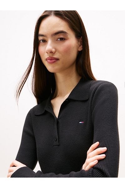 Tommy Hilfiger Women Black Tjw Essential Polo Neck Sweater