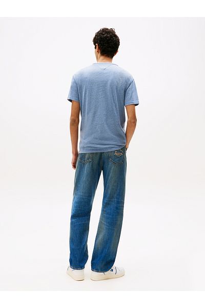 Tommy Hilfiger Men Blue Moment Htr Tonal Regular Fit Badge Short Sleeve T-Shirt