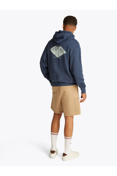 Tommy Hilfiger هودي رجالي مريح من تومي هيلفيغر بلون أزرق داكن