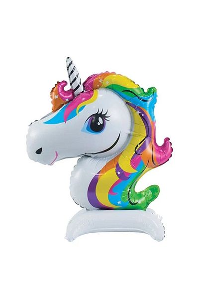 OEM Antbro® metallic balloon in the shape of a 3D unicorn with base, 36x43cm