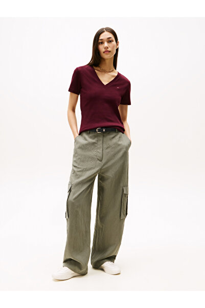 Tommy Hilfiger Tommy Hilfiger Women Deep Burgundy Slim Cody Short Sleeve T-Shirt