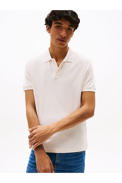 Tommy Hilfiger Men Ivory Petal Imd Regular Short Sleeve Polo T-Shirt