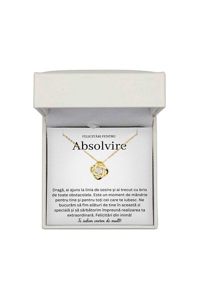 The Jewel Heart Colier Pentru Ziua Absolvirii – Argint 925 Aurit 14K, Cu Mesaj Și Cutie Cu Lumină