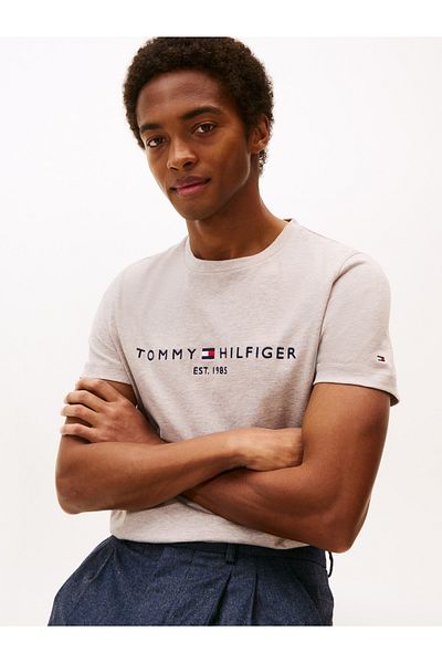 Tommy Hilfiger Men Heathered Pebble Logo Short Sleeve T-Shirt
