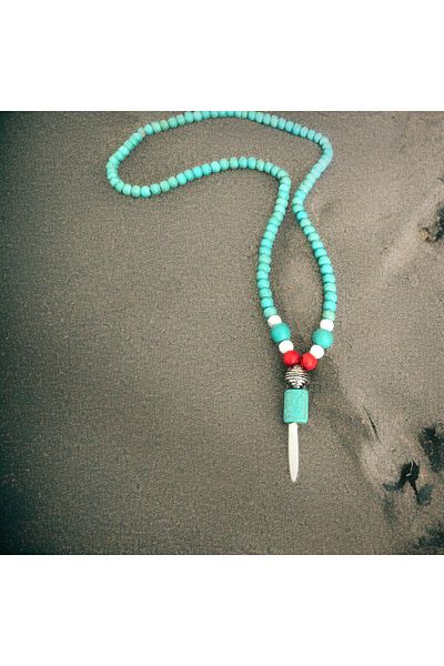 By G Tasarım Turquoise Natural Stone Long Necklace