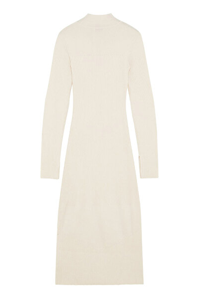 Patrizia Pepe HIGH NECK KNITWEAR DRESS - - XS/S, CREAM