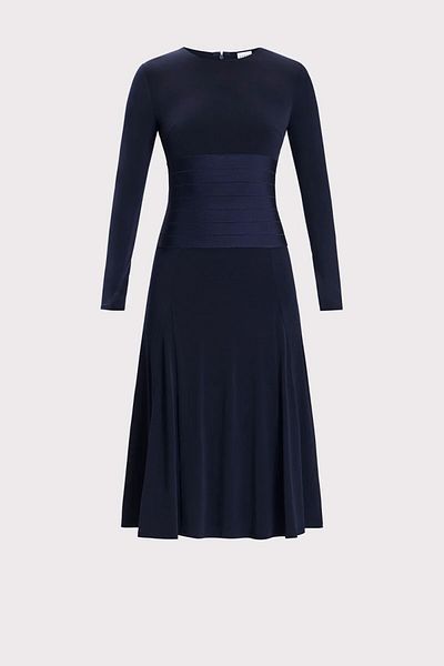 Herve Leger Rochie midi din jerseu mat cu talie bandaj - Albastru închis, S