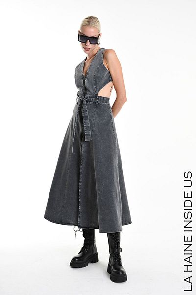 La Haine Inside Us Long Dress With Blank Back - - Xs, Grey