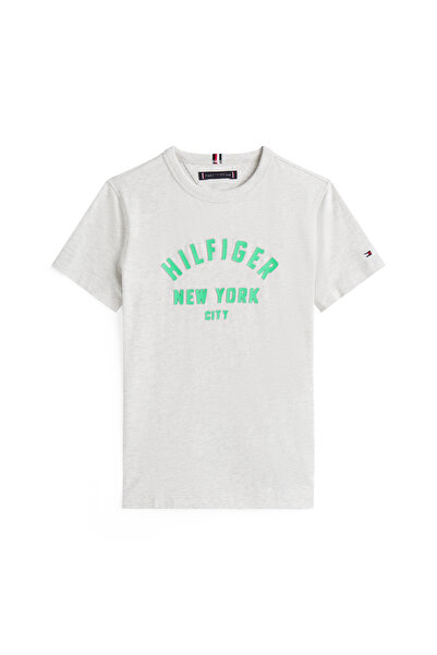 Tommy Hilfiger Tommy Hilfiger Boys Grey Heather Curved Hilfiger Graphic Short Sleeve T-Shirt