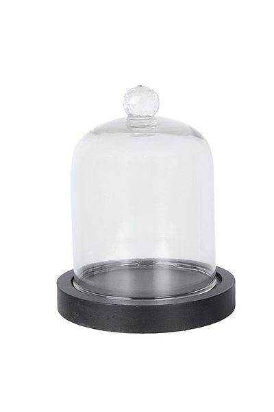 Clayre & Eef Platou decorativ din lemn cu cupolă de sticlă 10x14 cm