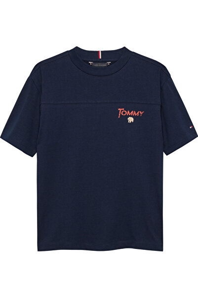 Tommy Hilfiger Boys Dark Night Navy Seasonal Texture Print Short Sleeve T-Shirt