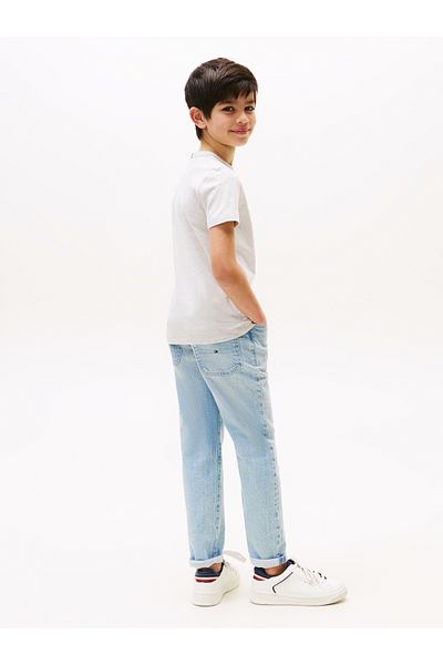 Tommy Hilfiger Tommy Hilfiger Boys Grey Heather Curved Hilfiger Graphic Short Sleeve T-Shirt