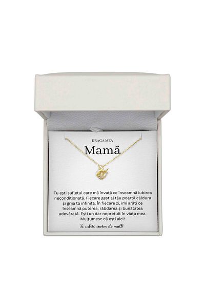 The Jewel Heart Colier Elegant În Formă de Lebădă – Cadou Aurit 14K Pentru Mama, Cu Mesaj și Cutie Premium