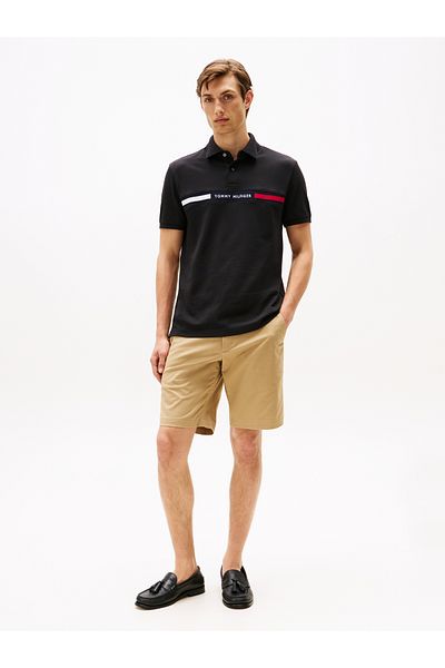 Tommy Hilfiger Tommy Hilfiger Men Black Hilfiger Chest Insert Short Sleeve Polo T-Shirt