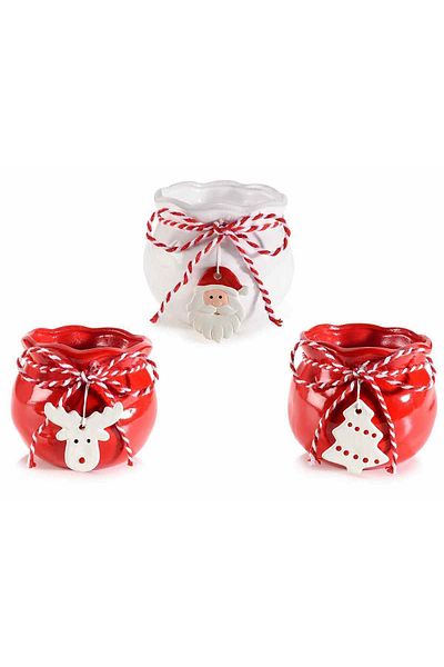 Decorer Set of 6 Christmas Ceramic Pots 8.5x7 cm