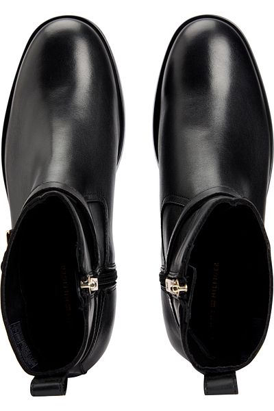 Tommy Hilfiger Black Metal Buckle Riding Leather Ankle Boots