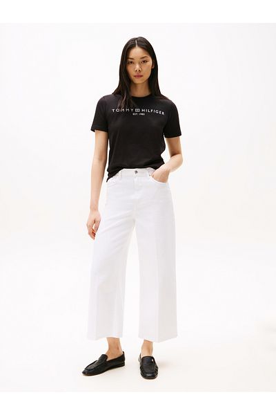 Tommy Hilfiger Tommy Hilfiger Women Black Regular Fit Corp Logo Short Sleeve T-Shirt
