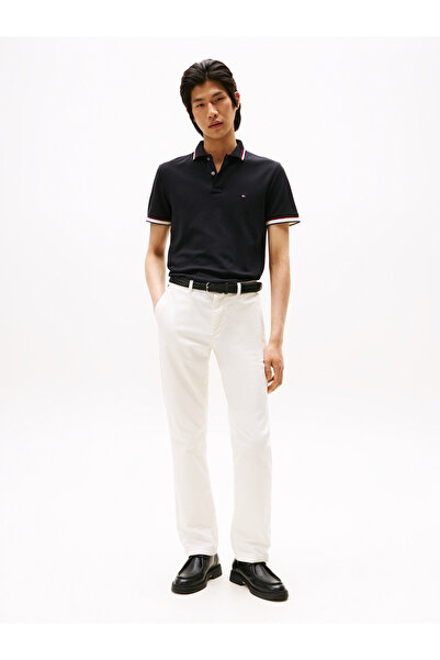 Tommy Hilfiger Tommy Hilfiger Men Black Cuff Interest Slim Short Sleeve Polo T-Shirt