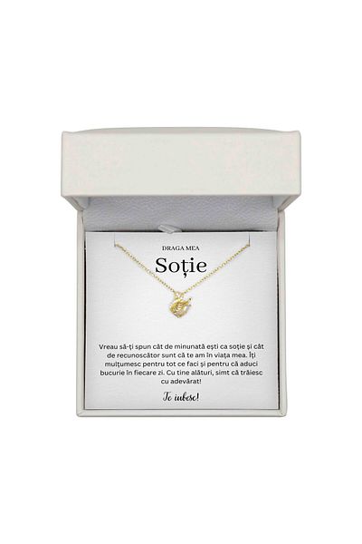 The Jewel Heart Colier Lebădă pentru Soție – Argint 925 cu Aur 14K, Cutie LED Cadou