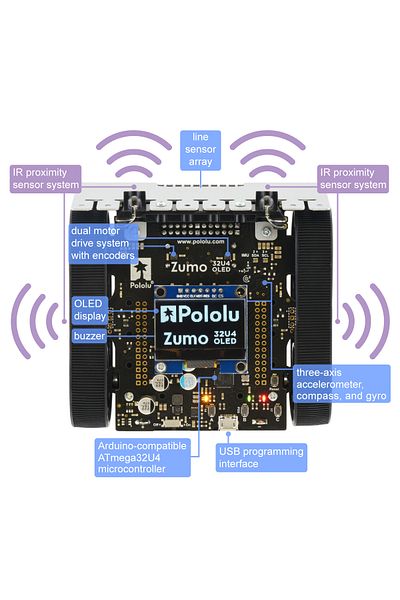 Pololu Zumo 32U4 OLED robot (assembled with 50:1 HP motors)