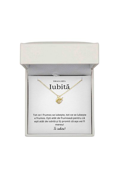 The Jewel Heart Colier Cadou pentru Iubită – Model Lebădă, Argint 925 cu Aur 14K, Cutie Luminoasă