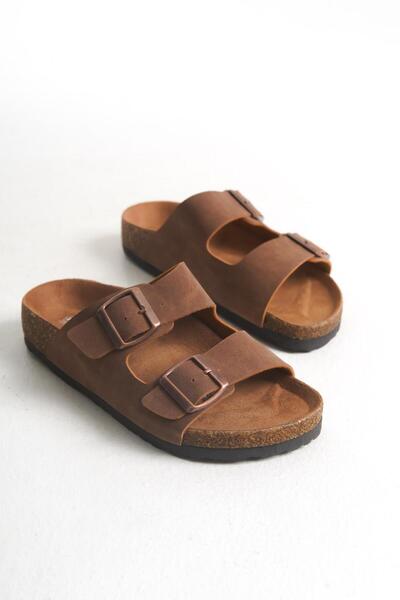 bronze ayakkabı شبشب للجنسين من طابا، نعل فلين بإبزيم مزدوج، شبشب مريح للاستخ...